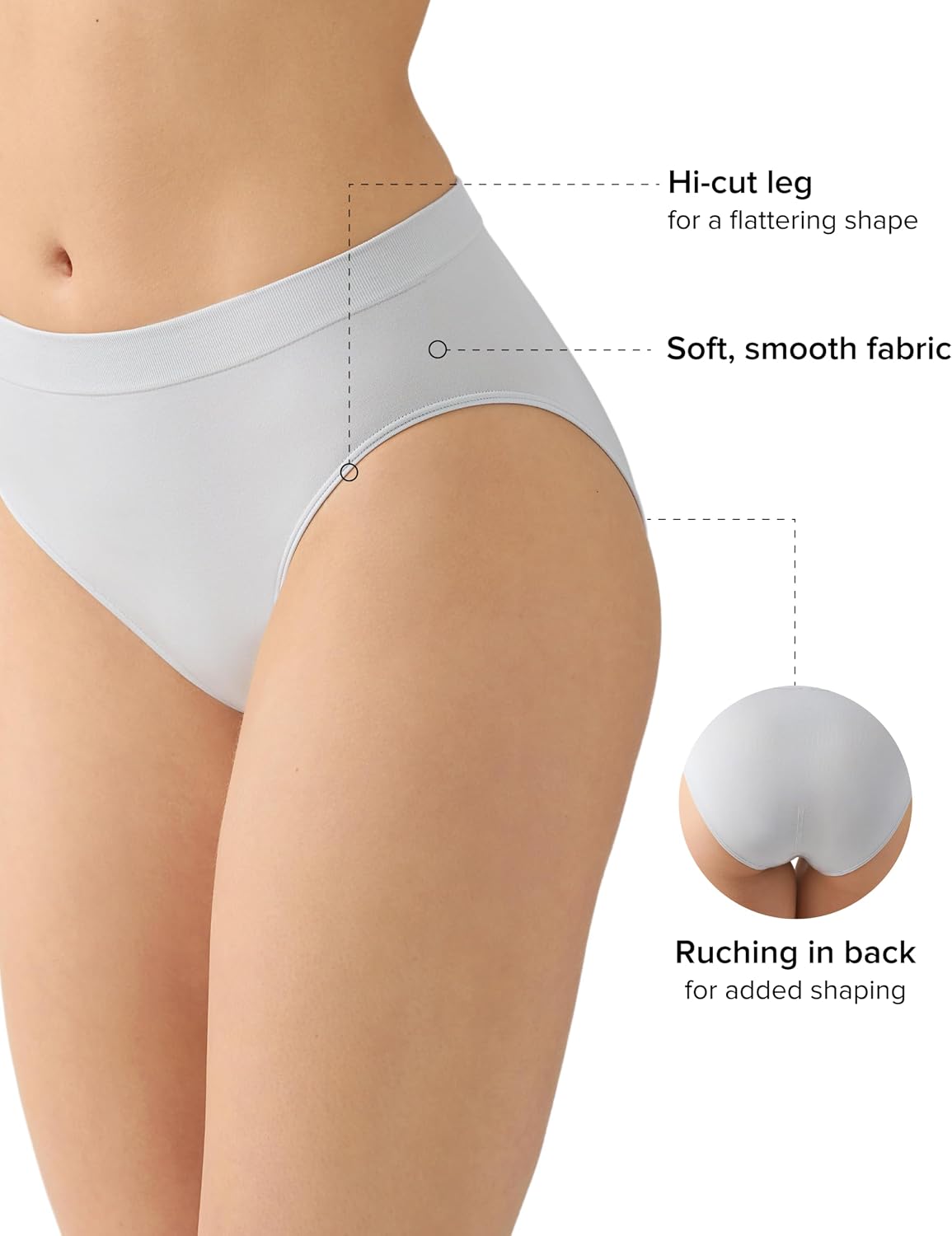 Wacoal Women's B-Smooth Seamless Hi-Cut Brief Panty, 834175