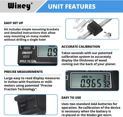 Wixey WR510 Electronic Digital Readout Kit for Portable Planers, Multi