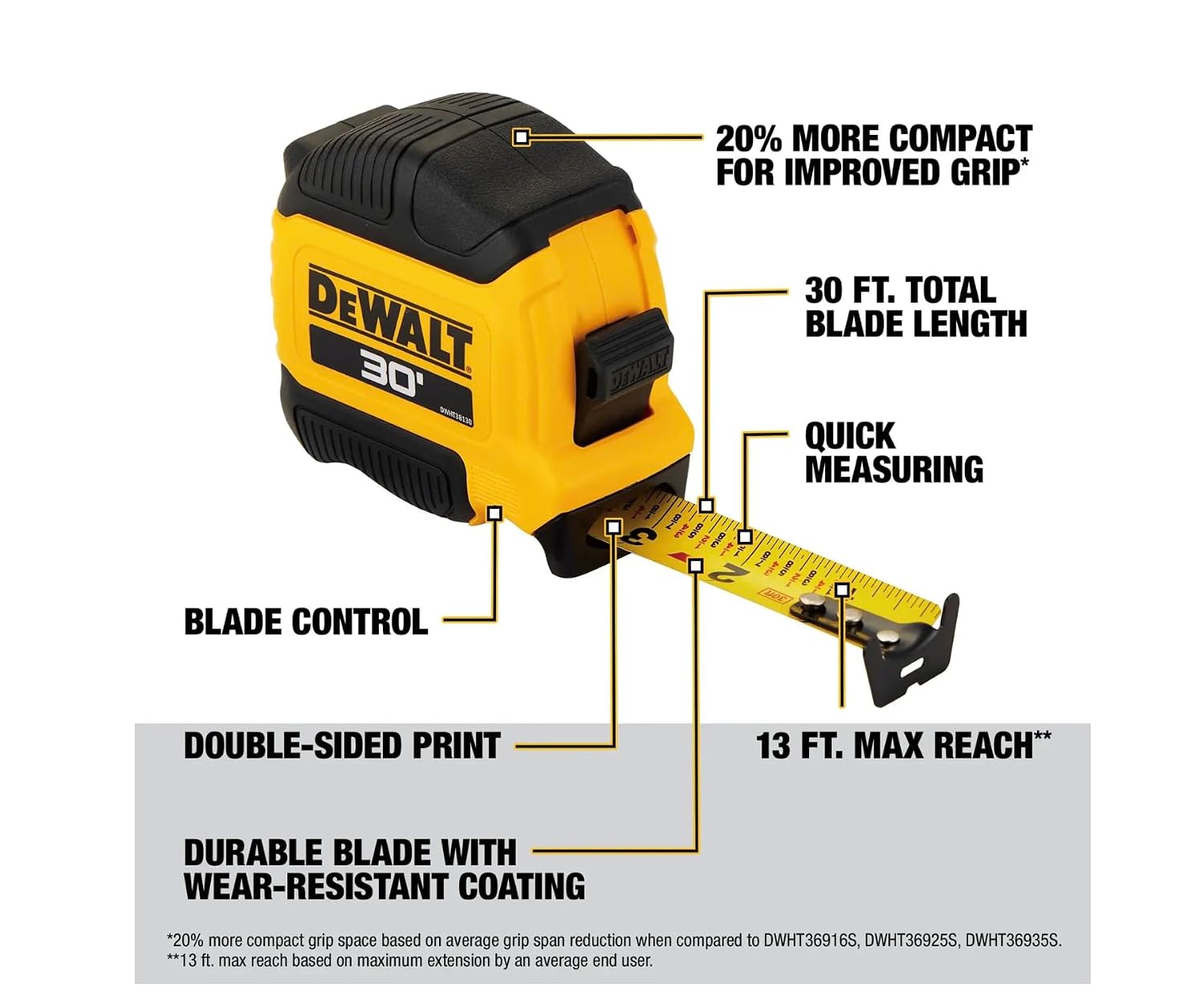 DEWALT Atomic Compact Series 30 ft. Tape Measure (DWHT38130S)