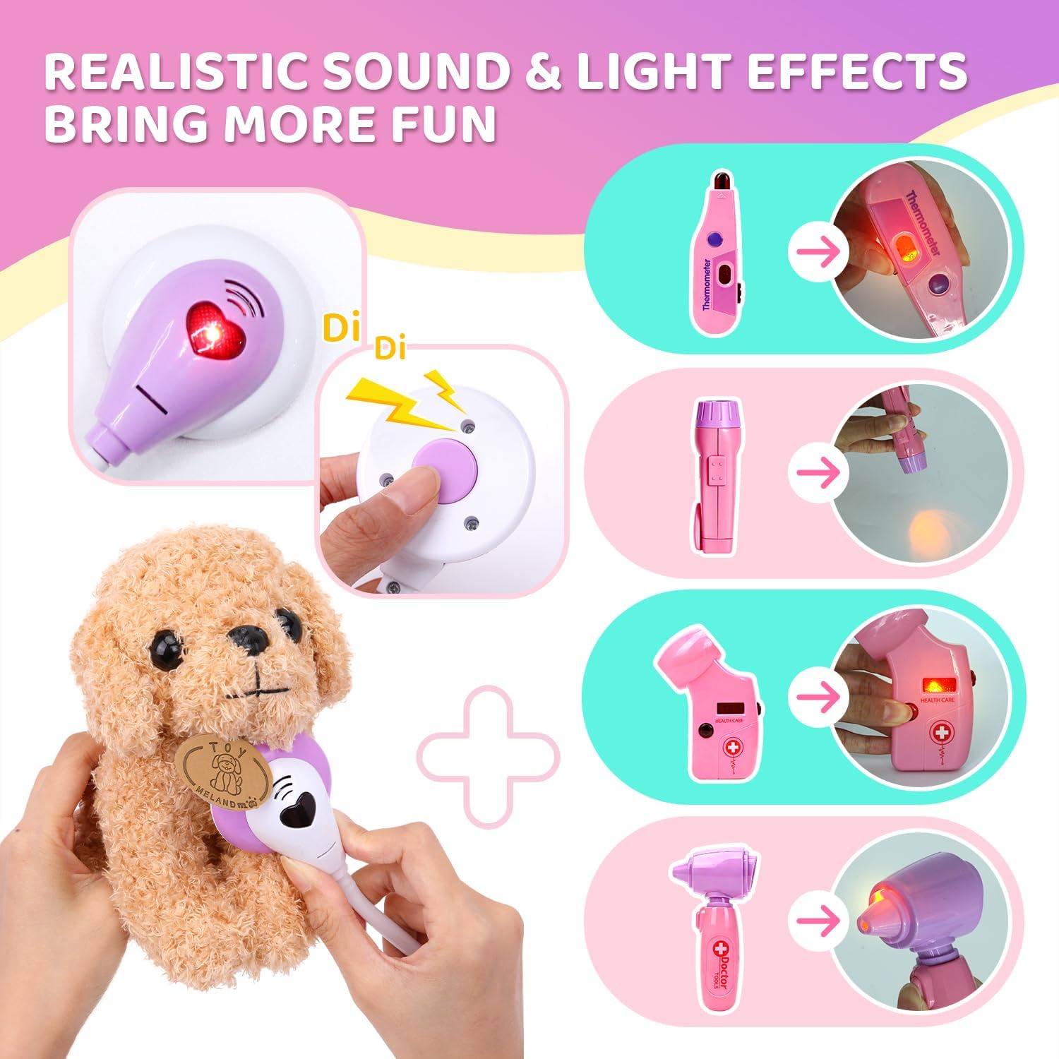 Meland Doctor Kit with Puppy for Kids, Pretend Play Toy Gift for Ages 3–6
