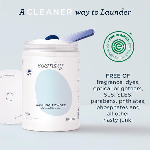 Esembly Laundry Washing Powder, 3lbs Refillable Cannister with Scoop