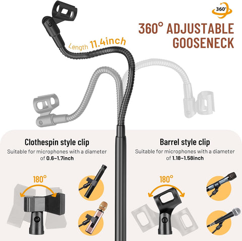 CAHAYA Mic Stand Dual-use Floor Microphone Stand Gooseneck Phone Holder