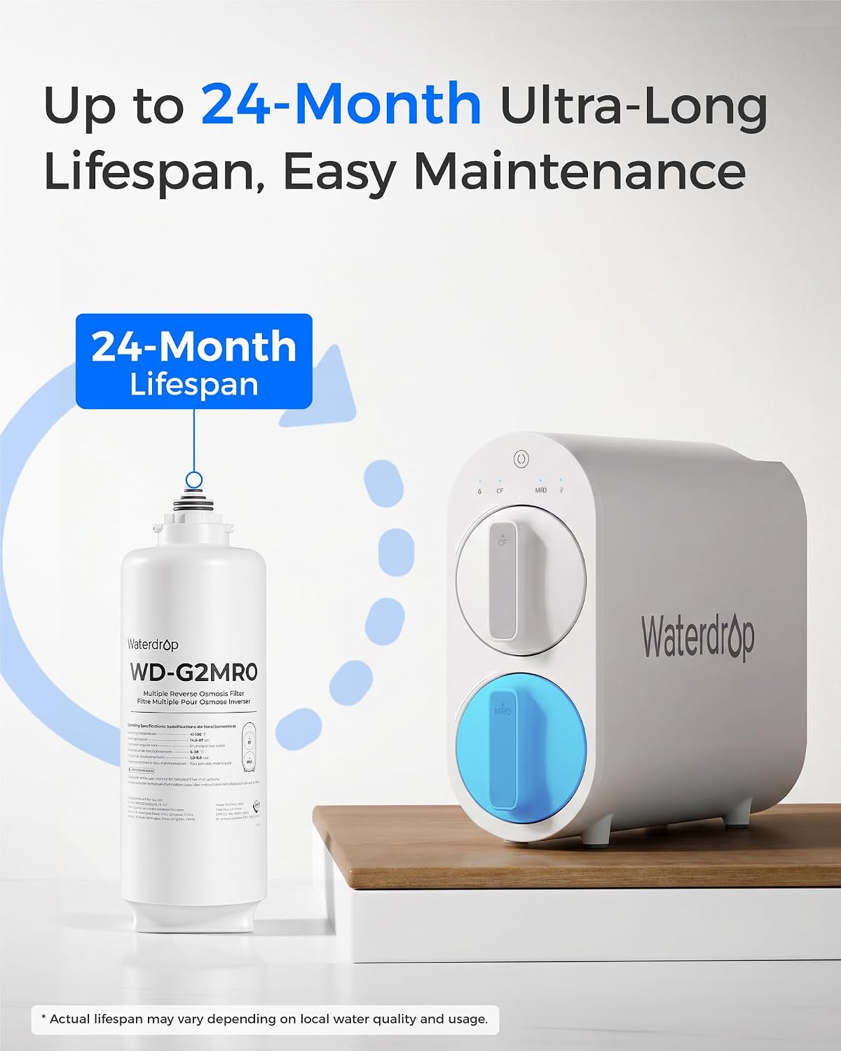 Waterdrop G2MRO Filter, Replacement for G2/G2MNR 400 GPD RO System