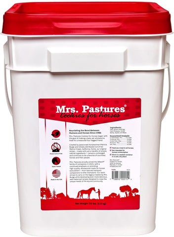 Mrs Pastures Cookies and Treats for Horses - Premium Horse Treats - Made with Apples, Oats, and Rolled Barley - Preservative Free - All Natural Ingredients - No Corn or Soy (15lb Bucket)