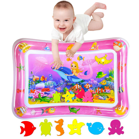 ZHUYNXI RTummy time Water Playmats, Tummy time mats, Baby Water Play Mat for Kids and Toddlers Baby Toys for 3 to 24 Months, Strengthen Your Baby's Muscles,27.5x20 in Pink.