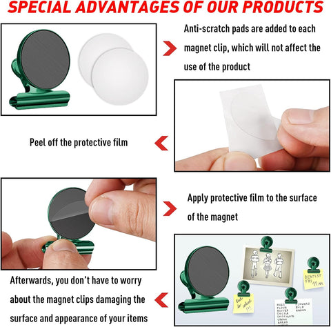 FINDMAG 12 Pack Fridge Magnets, Green Magnetic Clips for Fridge and Office