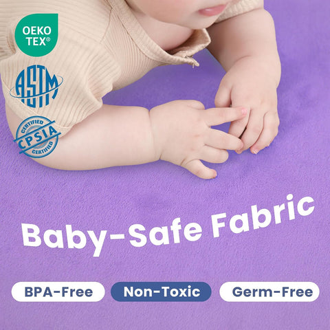 Baby Play Mat for Floor,1.3" Thick Elasti-Foam 50x50 Playpen Mat for Toddlers Infant kids,Water-Repellent Soft Coral Velvet for Tummy Time,Non-Slip Backing for Crawling,Tatami Style(Lavender)