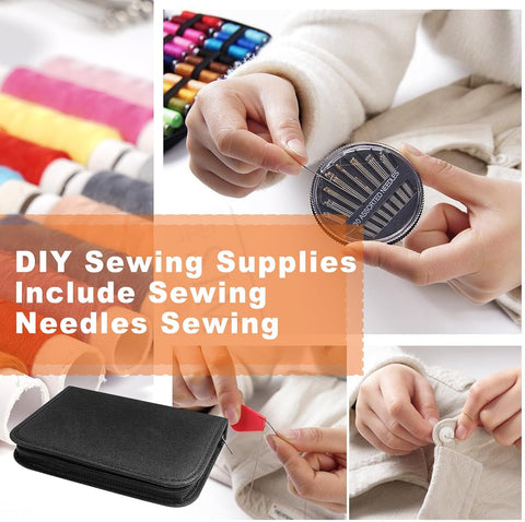 JUNING Sewing Kit with Black Case Portable Sewing Supplies for for Mom Grandma Women Men Teen Girls Boys Adults Beginner, Home Travel, Emergency, 42 Threads, Scissors, Needles, Measuring Tape and More