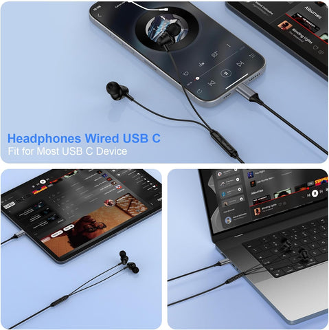 USB C Samsung Headphones Wired Earbuds for Samsung Galaxy A16 A36 5G A56 A57 A37 A17 A54 A35 S26 Ultra S25 FE S24 S23 S22 S21 Wired Ear Buds Type C Earphone with Microphone Volume Control Bass Stereo