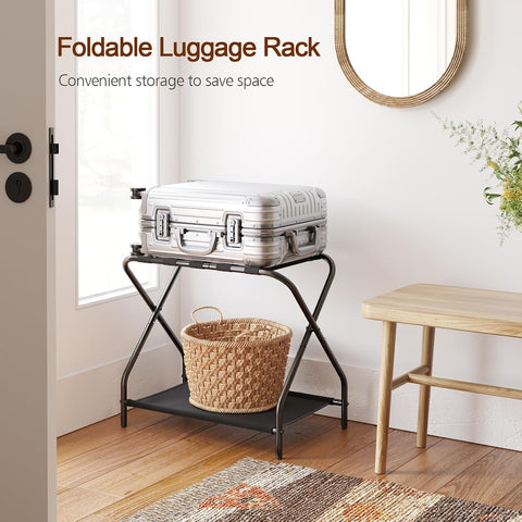 AMHANCIBLE Luggage Rack, Set of 2, Foldable Suitcase Stands for Guest Room