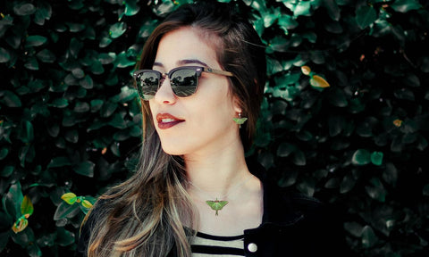 d'ears Luna Moth Earrings, Non-Tarnish Sterling Silver French Hook Ear Wire, made in the U.S.A. by family run small business. Great gift for moth lovers.