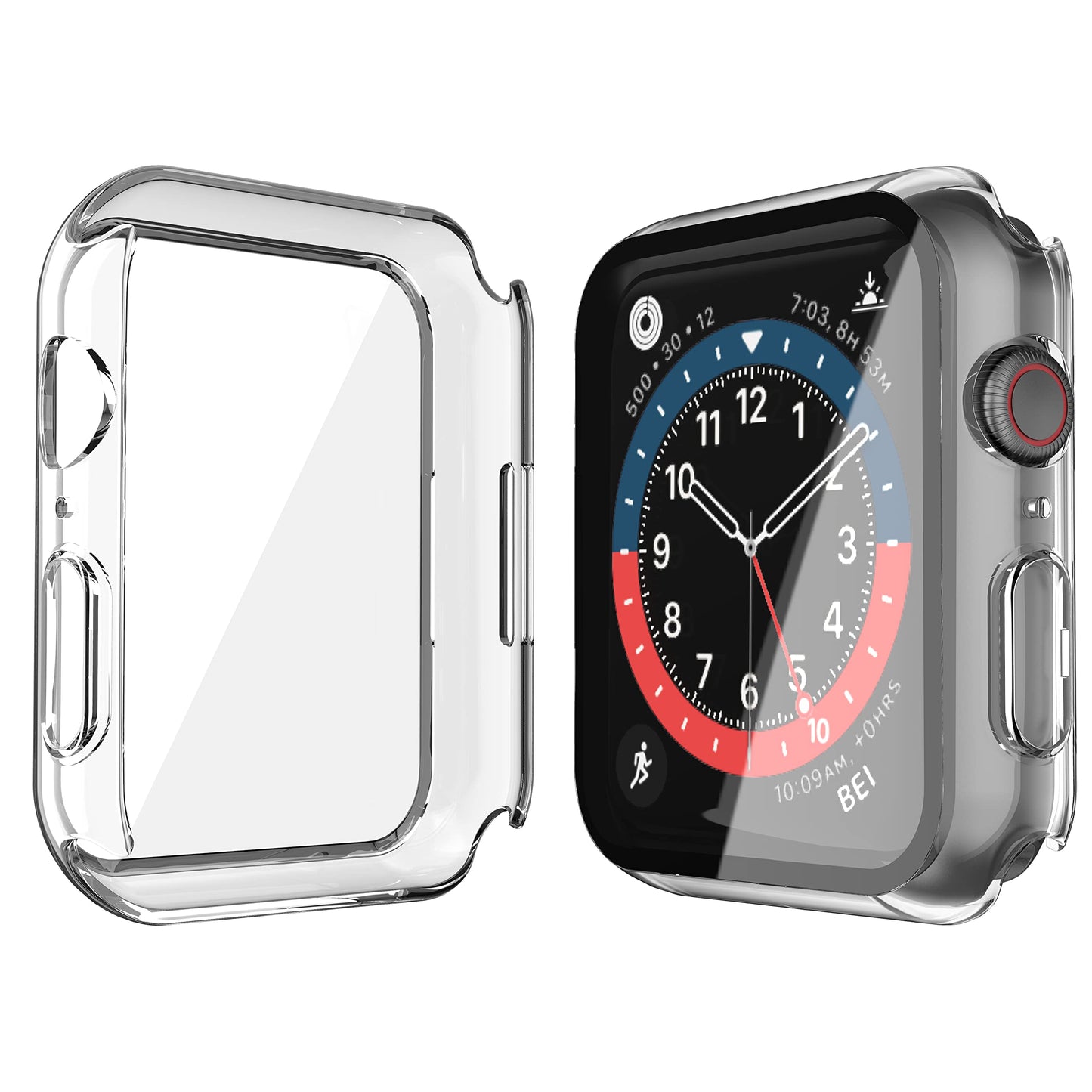 Misxi 2 Pack Hard PC Case with Tempered Glass Screen Protector Compatible with Apple Watch Series 9 (2023) Series 8 Series 7 41mm, Ultra-Thin Scratch Resistant Cover for iWatch, Transparent