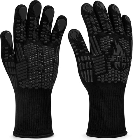 BBQ Gloves, 1472°F Heat Resistant with Silicone Grip Oven Mitts