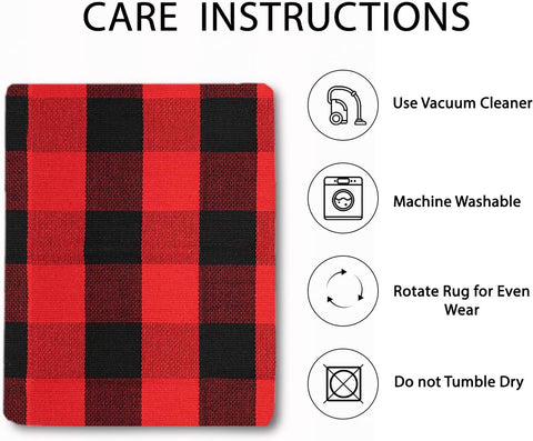 IOHOUZE Christmas Buffalo Plaid Outdoor Rug 4x6, Washable, Red Black