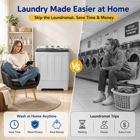 Portable Washing Machine, 28lbs Twin Tub Washer & Spin Dryer
