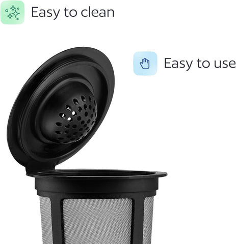 4 Black Reusable K Cups for Keurig Coffee Makers - Compatible with K-Express, K-Elite, K-Select, K-Classic, K-Mini, K-Compact (Pack of 2)