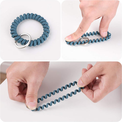 LGEGE 6PCS Stretchable Wristband Wristlet Keychain Wrist Key Chain Wristlet,Spring Flexible Spiral Wrist Coil ​Wrist Key Holder Key Ring for Sauna Gym Pool ID Badge and Outdoor Sports
