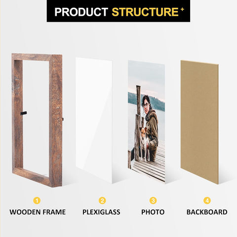 FOREV 5x7 Double Picture Frame Rustic Wood Wooden Hinged Photo Frame