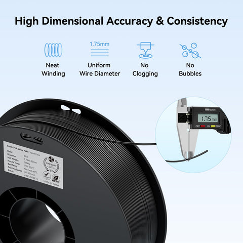 Creality 3D Printer Filament, PLA Filament 1.75mm Bundle 2Kg for 3D Printing, Ender PLA Filament No-Tangling, Strong Bonding & Overhang Performance, Accuracy +/- 0.02mm (Black & Black 2-Pack)