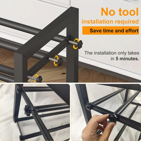 Expandable Metal Shoe Rack for Closet & Entryway, Shoe Storage Organizer