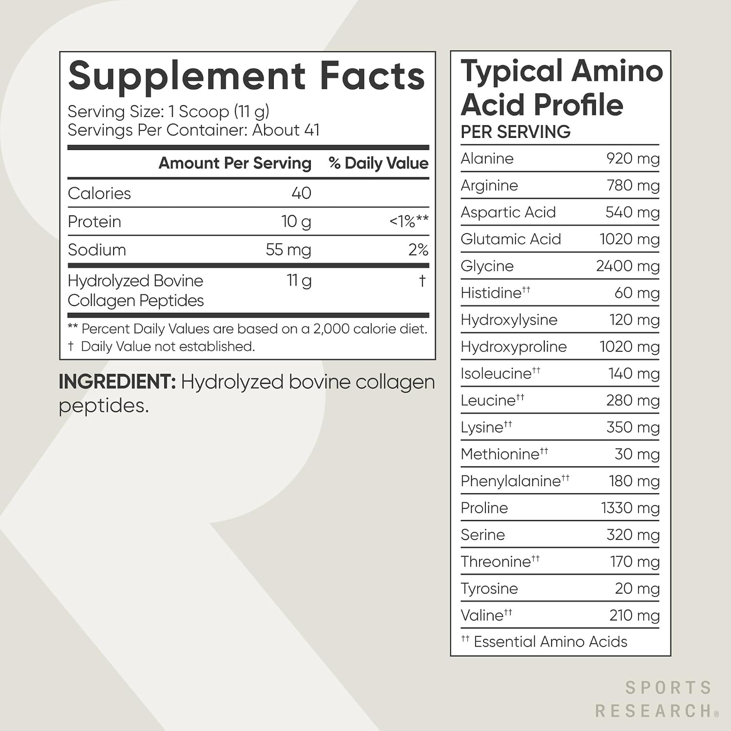 Sports Research® Collagen Peptides Protein Powder 16oz (Unflavored)