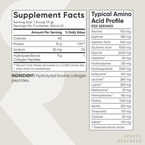 Sports Research® Collagen Peptides Protein Powder 16oz (Unflavored)