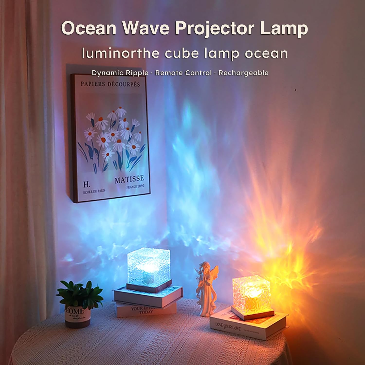 Ocean Wave Projector Light with Remote, 16 Color Ambient Lighting for Room
