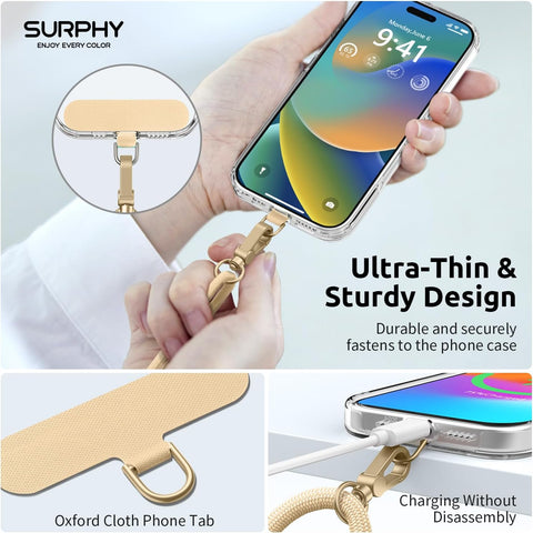 SURPHY Phone Lanyard Crossbody, Phone Strap Crossbody with 2 Tether Tabs