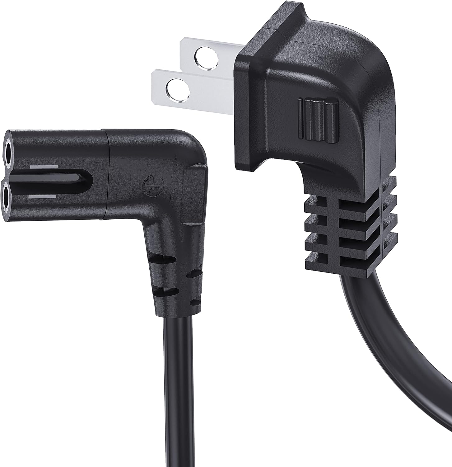 Ancable 25-Feet 90 Degree Angled 18AWG 2-Prong to L-Shaped C7 Power Cord Replacement for Samsung, Philips, Toshiba, LG, Sony, Sharp, Panasonic, Vizio LED TV, Sky Box