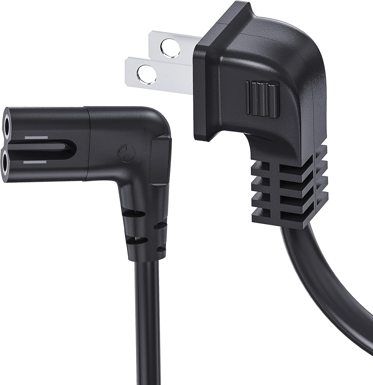 Ancable 25-Feet 90 Degree Angled 18AWG 2-Prong to L-Shaped C7 Power Cord Replacement for Samsung, Philips, Toshiba, LG, Sony, Sharp, Panasonic, Vizio LED TV, Sky Box
