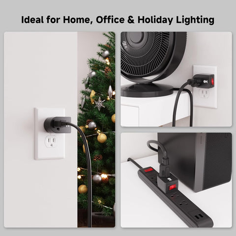 [ETL Listed] Cable Matters 3-Pack Grounded Outlet Switch, Black