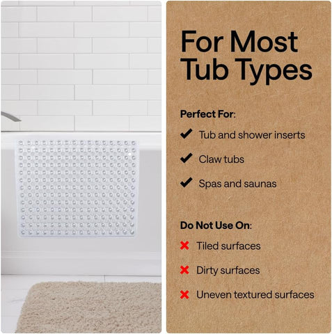 GORILLA GRIP Bath Tub Shower Mat, Bathtub Floor Liner, 35x16 Clear