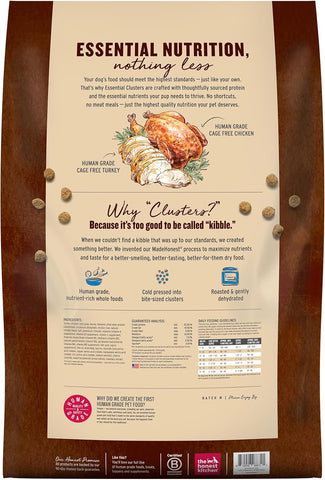 The Honest Kitchen Essential Clusters Whole Grain Turkey & Chicken Recipe, Vet-Recommended Human Grade Dry Dog Food for Adult Dogs, Nutritional Support for Skin, Coat & Overall Wellness, 20 lb Bag