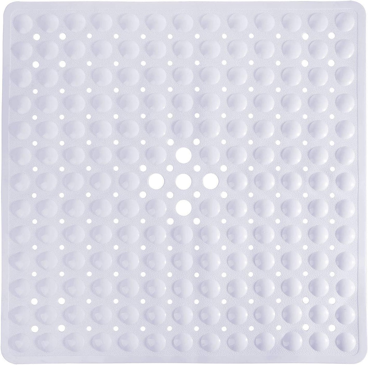Yimobra Shower Mat 21X21 Inch Square, Non Slip Bathtub Mat with Large Suction Cups&Drain Holes, Soft Fast Dry Shower Stall Mats for Inside Shower, Machine Washable BPA-Free, Bath Essentials, White