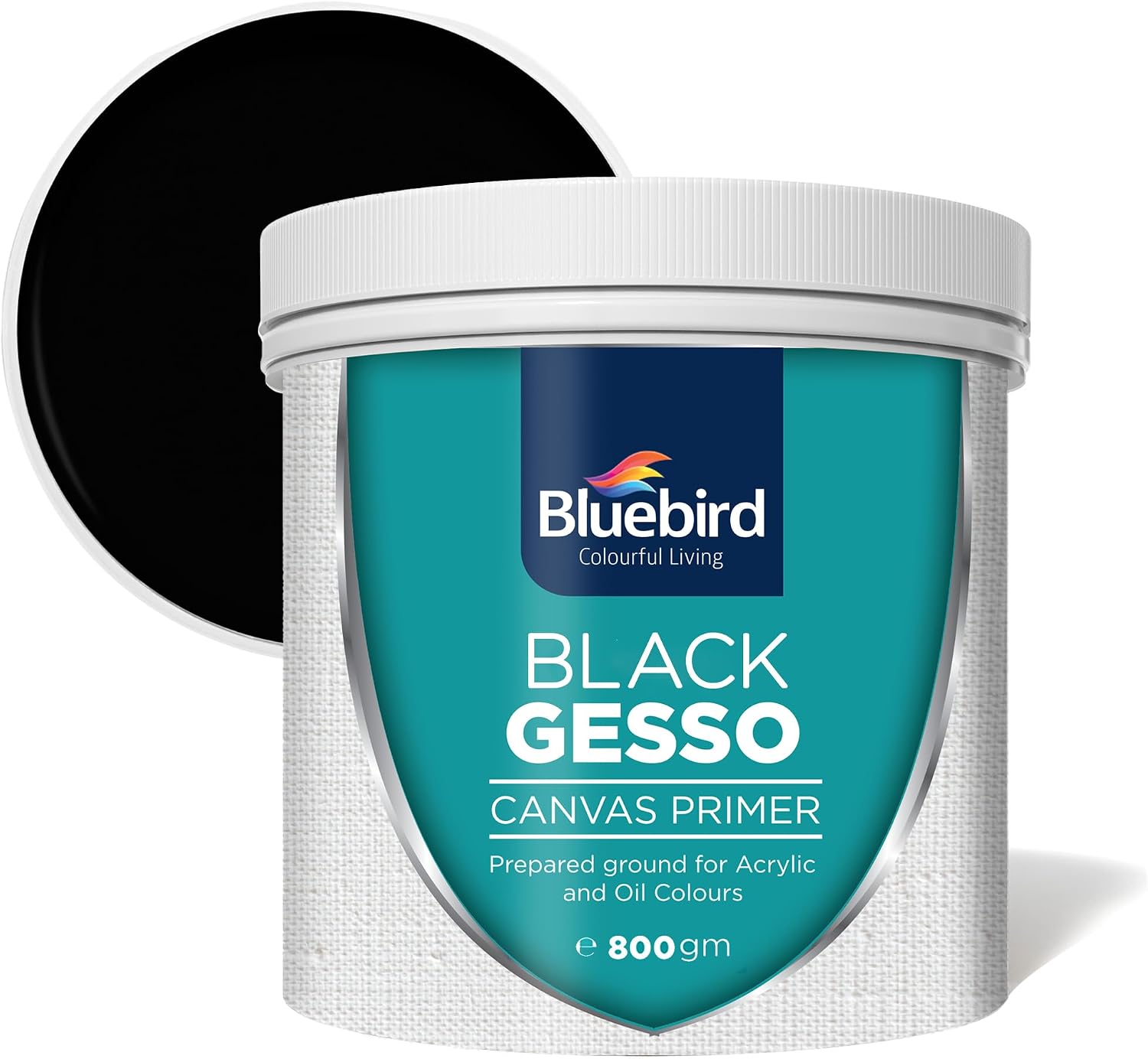 BLUEBIRD Heavy Gesso Primer for Acrylic Painting, Gesso Surface Prep Medium for Acrylic Paint and Oil Paint (Black, 28.2 Oz)