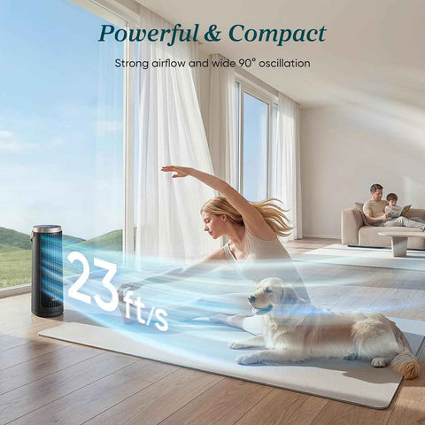 Levoit Windi Mini Pro Tower Fan for Bedroom, Portable Rechargeable Desk Fan