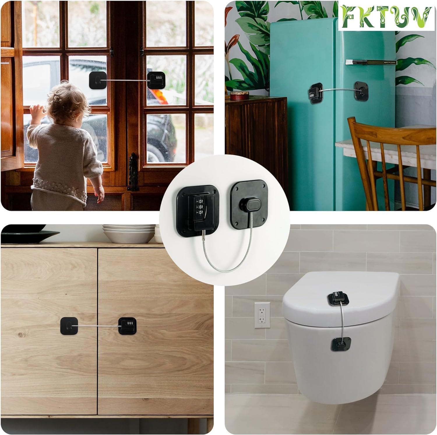 Child Safety Cabinet Locks,Fridge Lock,Closet Locks,Cabinet Lock,Black 2Pcs