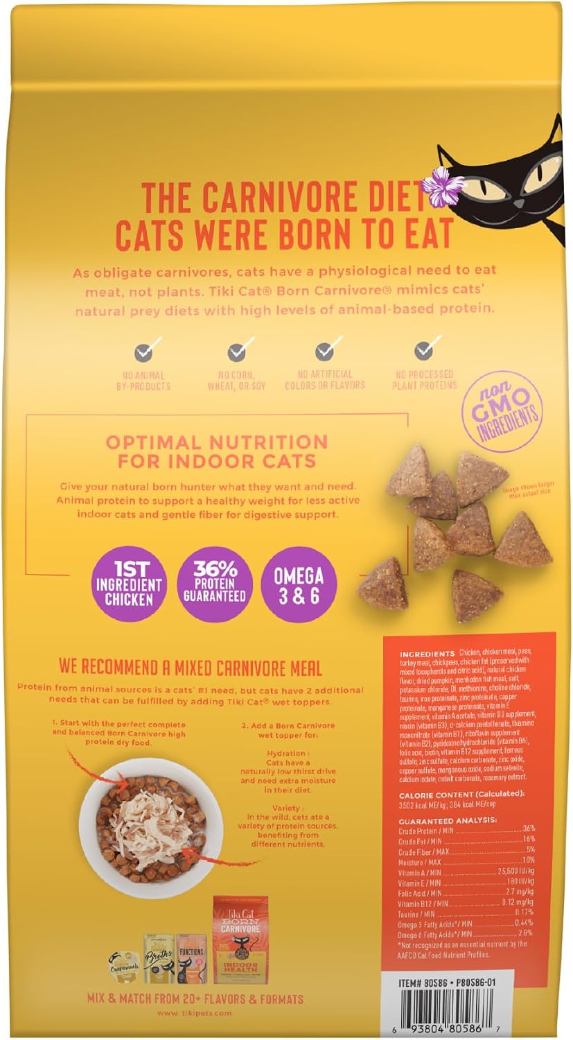 Tiki Cat Born Carnivore Dry Cat Food, Chicken & Turkey Meal, 3 lbs. Bag
