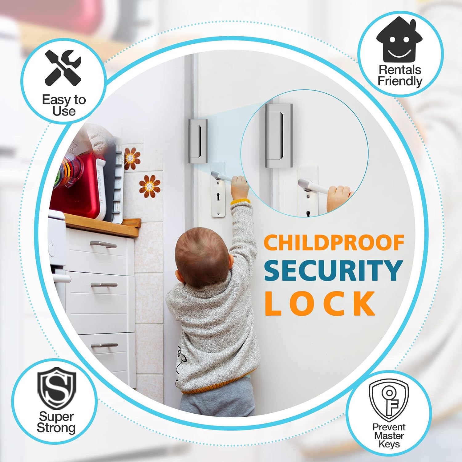 Door Locks for Front Door Kids Safety Home Security Door Reinforcement Lock