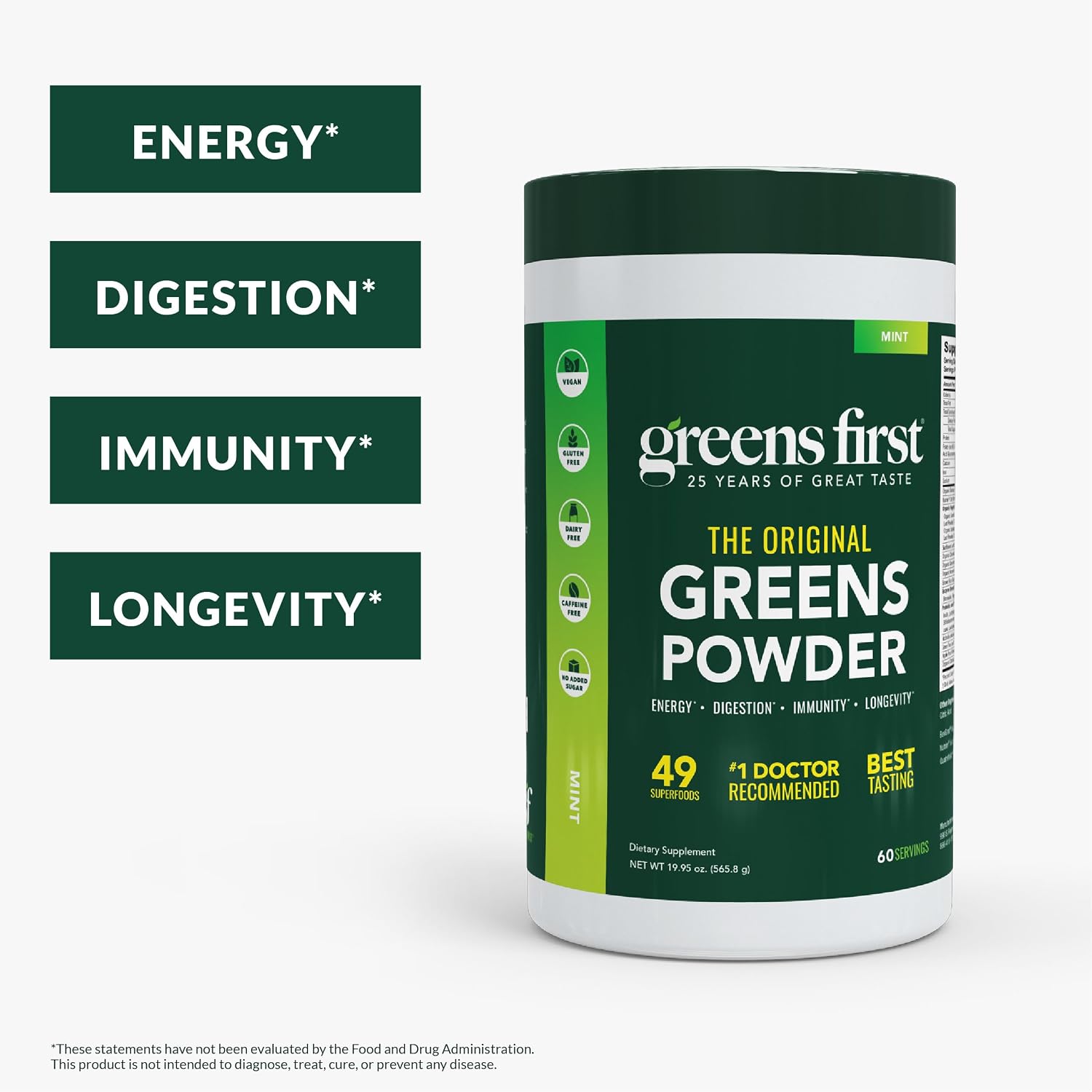 Greens First Original Greens Powder, Mint, 60 Servings
