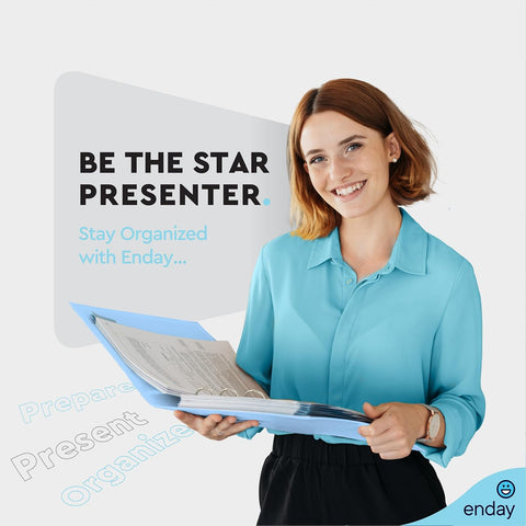 Enday 1.5 Inch Binder, Blue - 1.5 Inch 3 Ring Binder, Round Ring Pastel with Clear View Cover for Letter Size 8.5 x 11'' Paper & 2 Inside Pockets, Ideal for School Supplies, Office, and Home