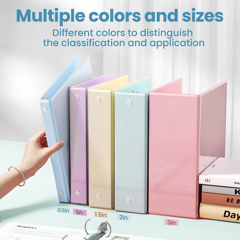 SUNEE 3 Ring Binder 1 Inch 4 Pack, Clear View 1" Binders Three Ring PVC-Free (Fit 8.5x11 Inches) for School or Office Supplies, Blue