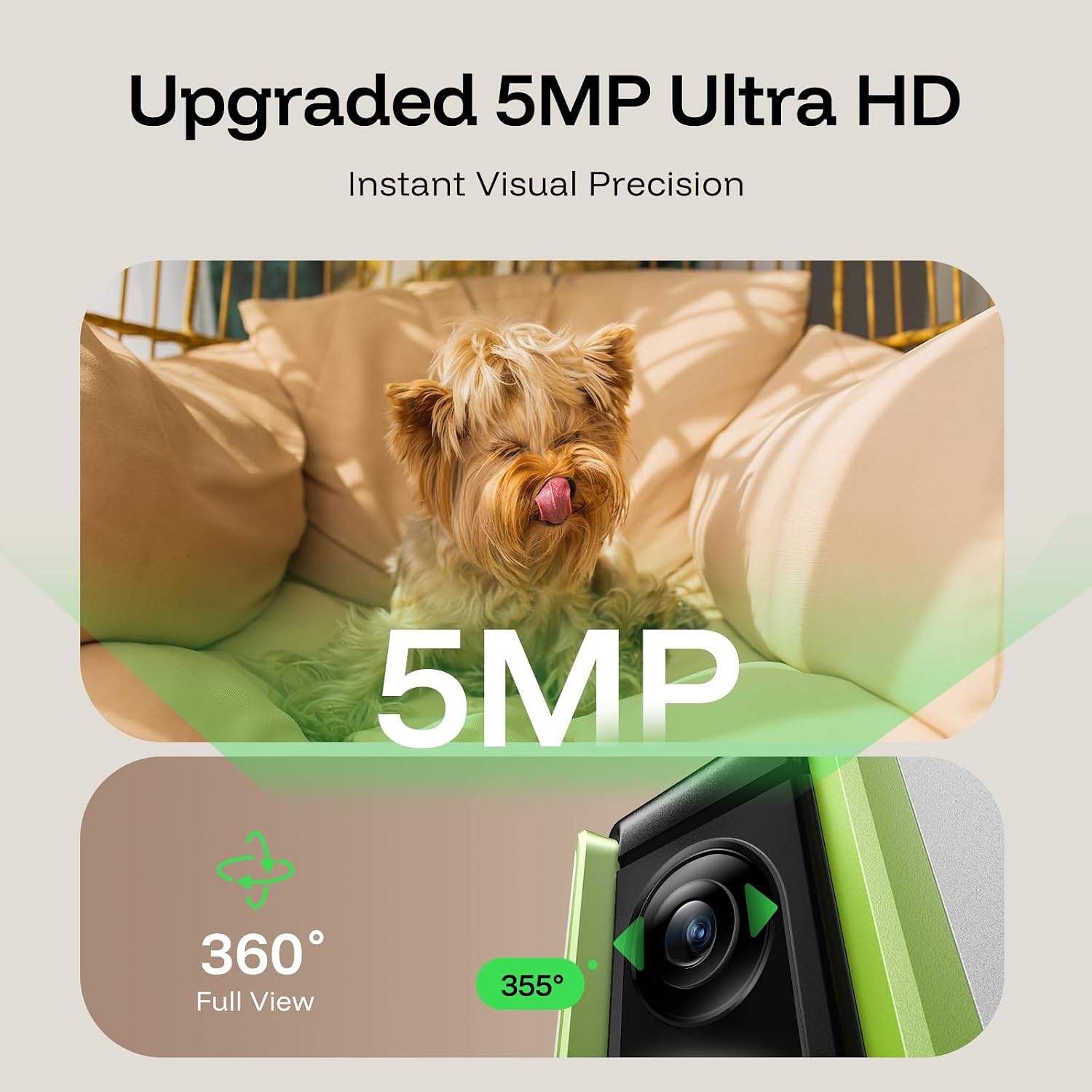 TKENPRO 5MP Ultra HD Pet Camera - Dog Camera with Treat Dispenser, Remote Treat Tossing via Phone App, 360° Auto Tracking & Motion Alerts, 5G&2.4G WiFi for Cats Indoor