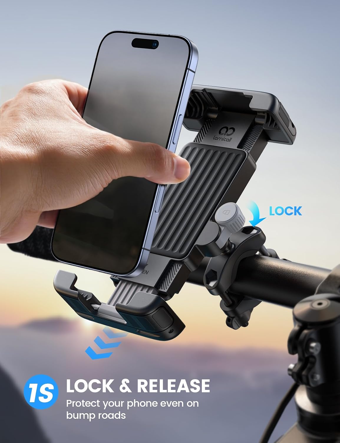 Lamicall Bike Motorcycle Phone Mount Holder - [1s Quick Lock]