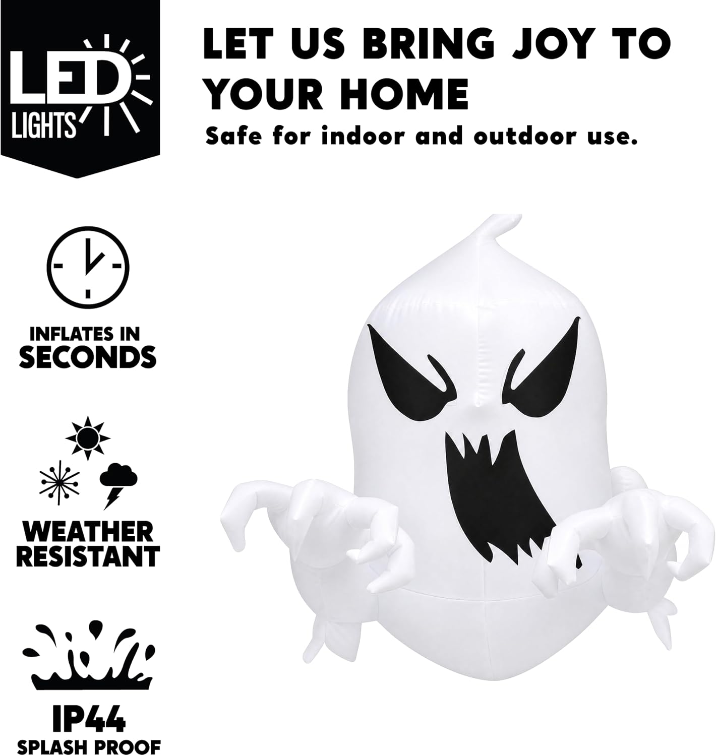Joiedomi 4.5 FT Halloween Inflatable Scary Flying Ghost Broke Out from Window Inflatable with Build-in LED Blow Up Ghost for Halloween Party Indoor, Outdoor, Yard, Garden, Lawn Decoration