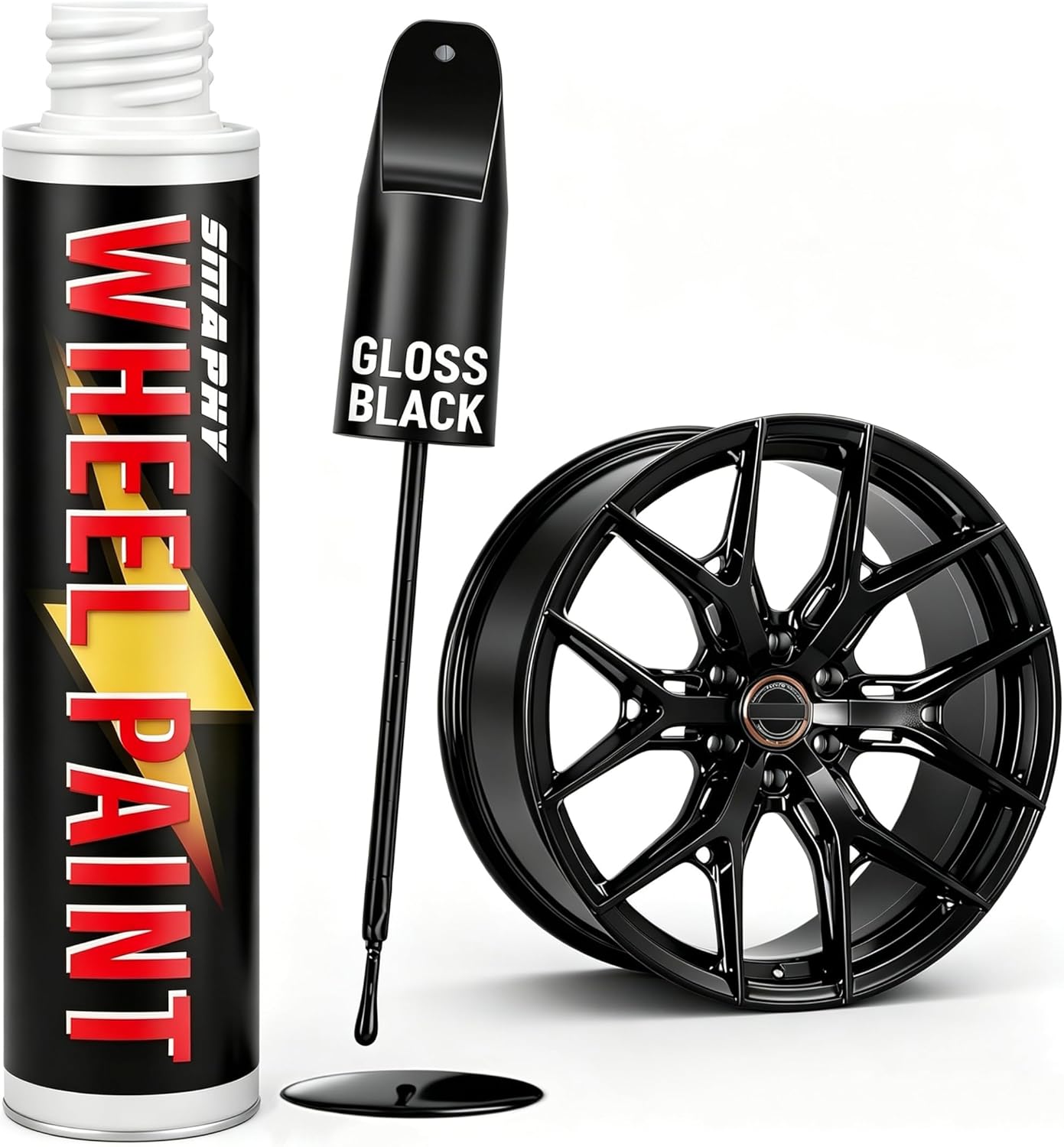 Gloss Black Rim Touch Up Paint, Wheel Scratch & Car Curb Rash Repair Kit