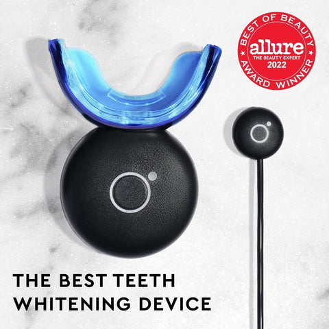 MOON Teeth Whitening Kit, LED Light Teeth Whitener Device, 56 White Strips, USB Charger & Travel Case, Blue Light Whitening Tray Removes Stains & Whitens Up to 12 Shades in 2 Weeks (4 Piece Kit)