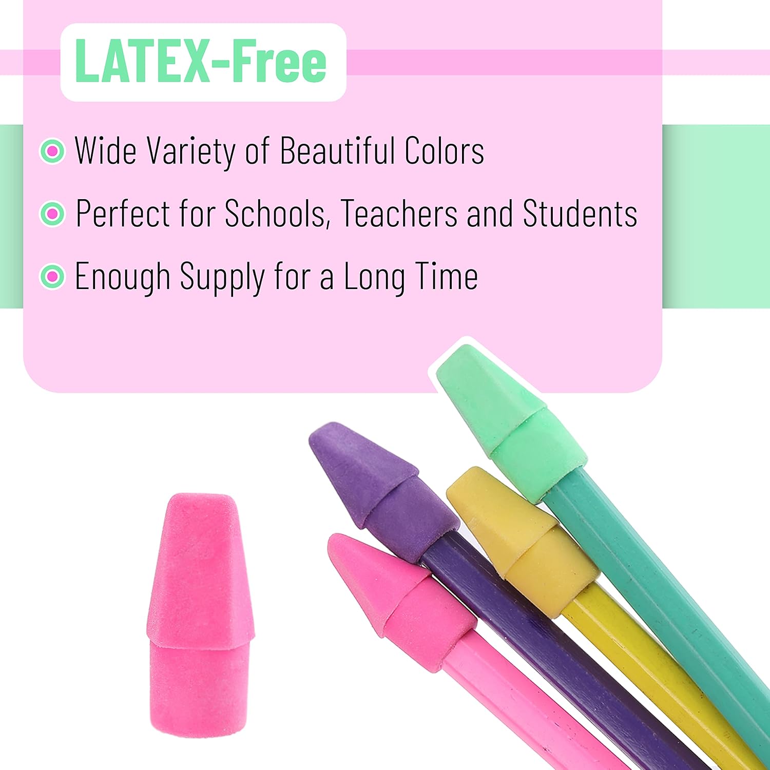 Mr. Pen- Pencil Top Erasers, 120 Pack, Latex-Free, No-Smudge