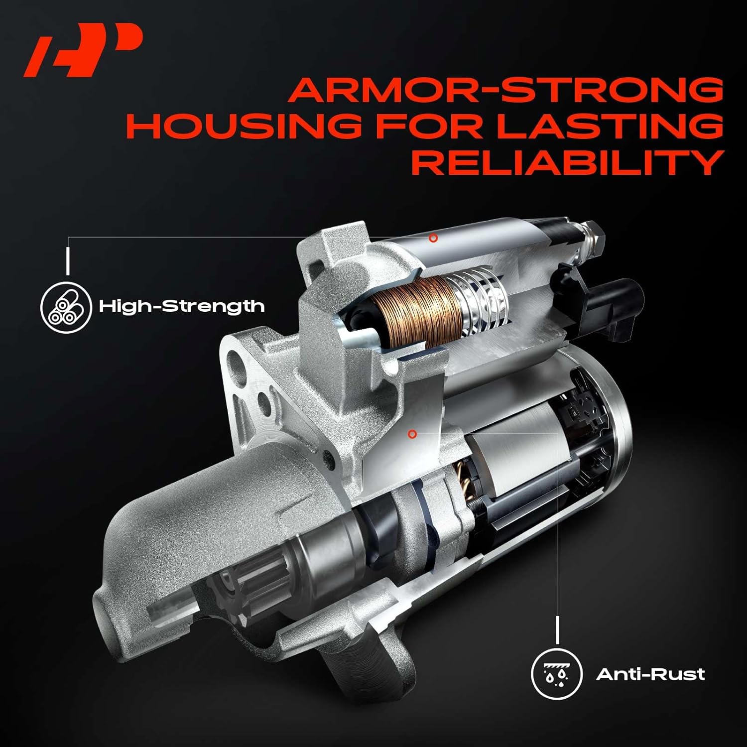 A-Premium Starter Motor, 12V 1.3KW 13 Teeth Clockwise | Compatible with Hyunda Elantra 2017-2020, Tucson 2014-2020, Kona/Elantra GT 2018-2020 & Kia Soul, Forte/Forte Koup, Forte5 2014-2024, L4 2.0L