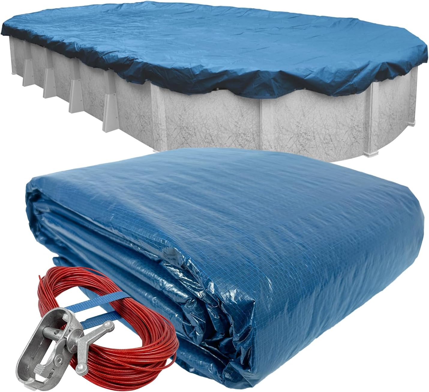 Robelle 16 x 32 ft Heavy Duty Super Oval Pool Cover for Above Ground Pools